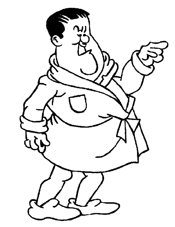 coloriage hardy en peignoir